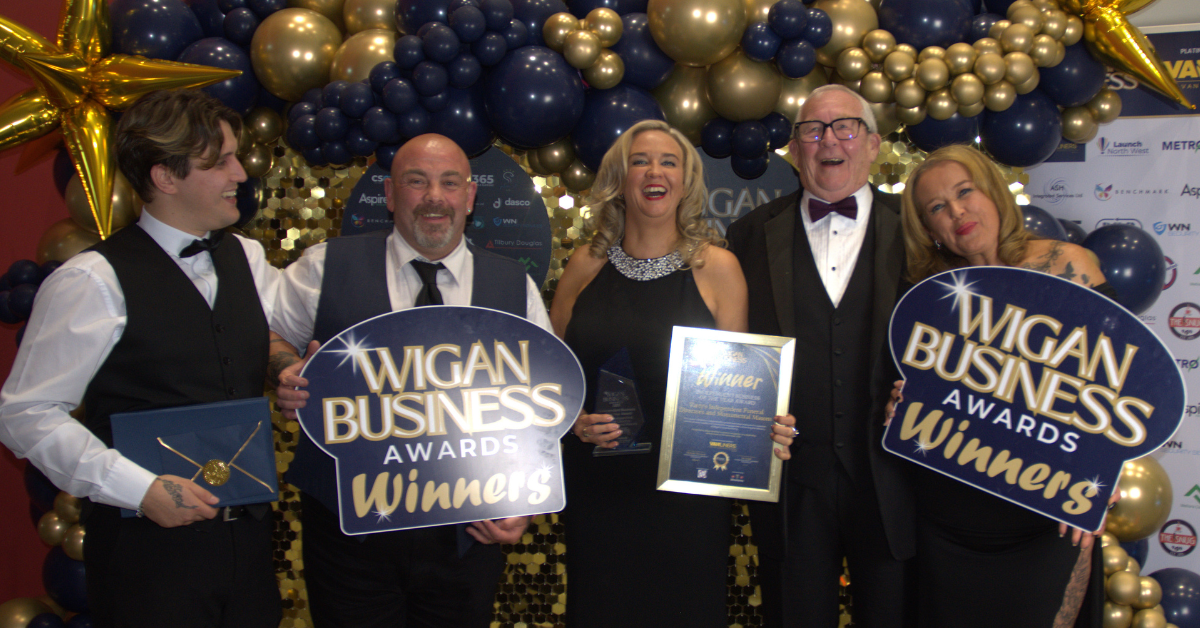 The Varty's celebrating their Wigan Business Award wins